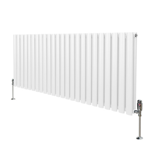 Οβάλ θερμαντικό σώμα με βαλβίδες – 600 mm x 1440 mm – λευκό