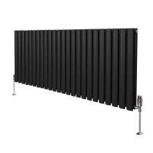 Ovális oszlopradiátor szelepekkel - 600 mm x 1440 mm - fekete