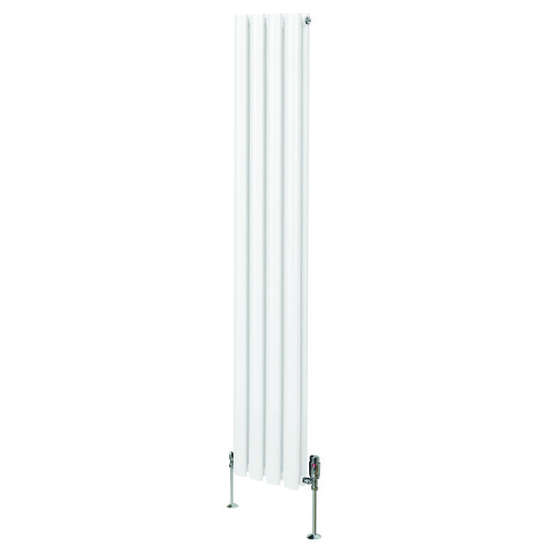 Οβάλ καλοριφέρ και βαλβίδες στήλης - 1600 mm x 240 mm - λευκό