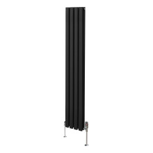 Radiador De Columna Ovalada Vertical Negro 160cm x 24cm & Válvulas Cromadas TRV