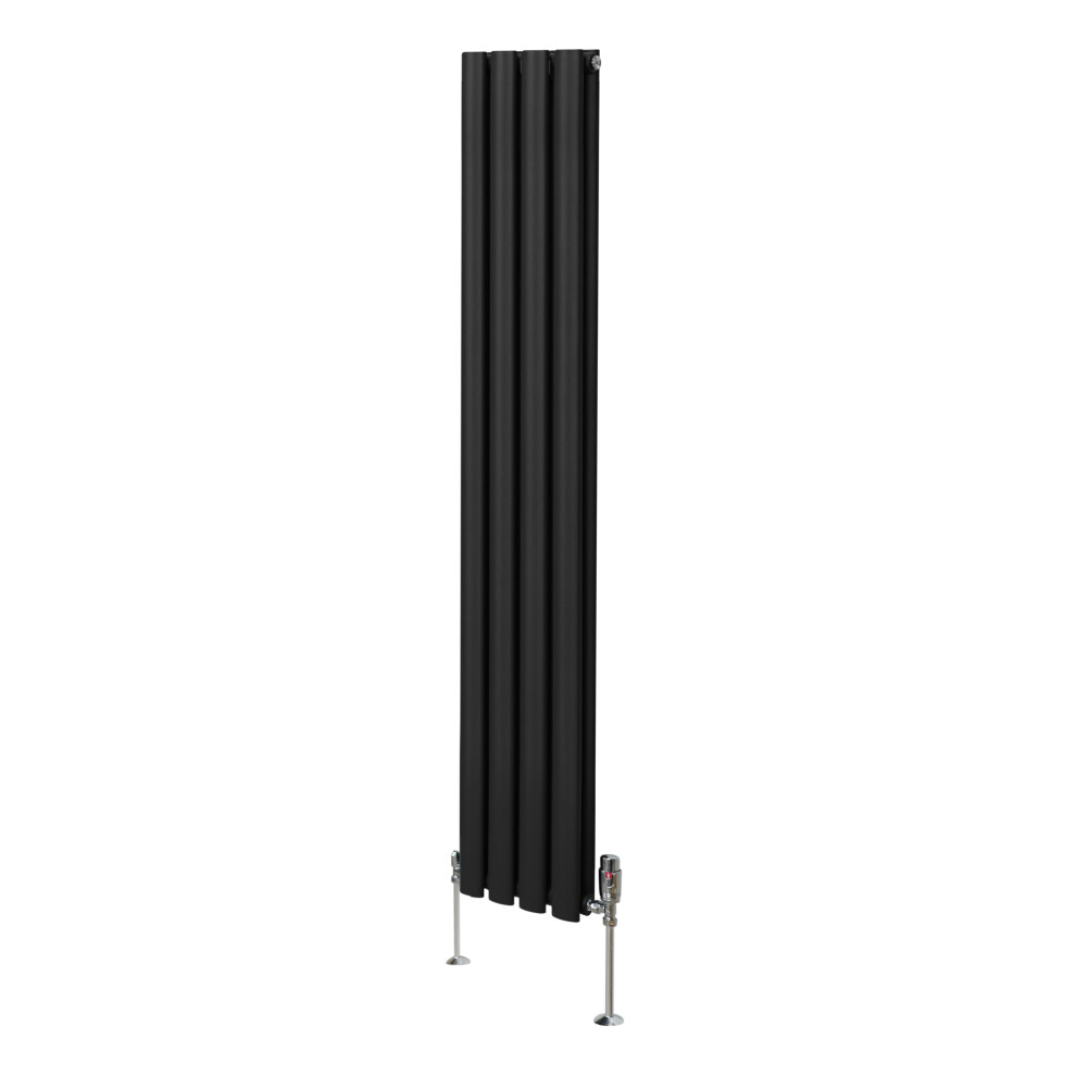 Oval Column Radiator & Valves - 1600mm X 240mm - Black