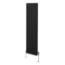 Radiador De Columna Ovalada Vertical Negro 160cm x 36cm & Válvulas Cromadas TRV