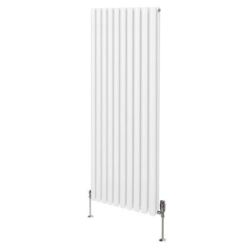 Οβάλ καλοριφέρ και βαλβίδες στήλης - 1600 mm x 600 mm - λευκό