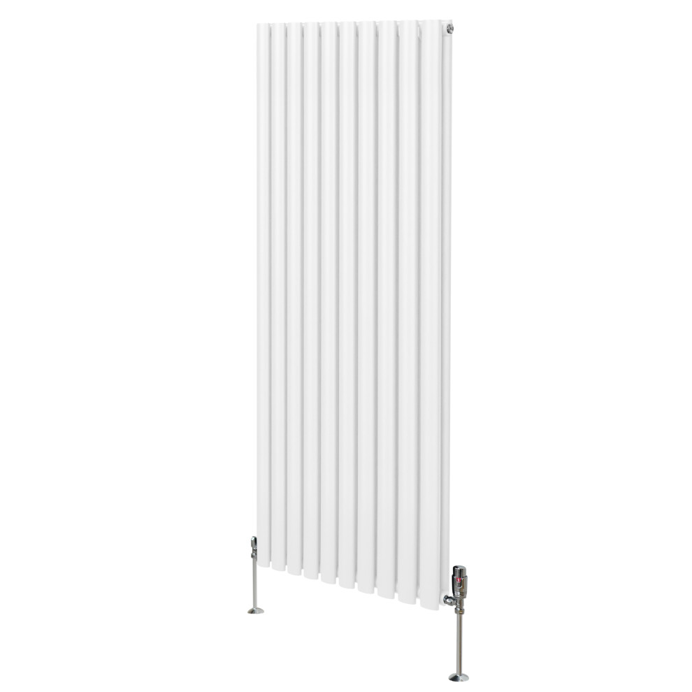 (1600Mm X 600Mm, White) Oval Column Designer Radiator & Trv Valves 5055986194408