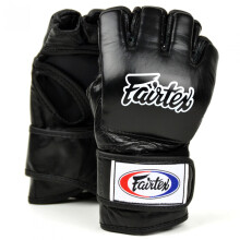 (Large ) FAIRTEX BLACK FGV12 MMA FIGHT GLOVES - 4OZ