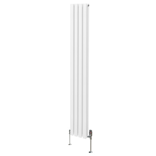 Οβάλ καλοριφέρ και βαλβίδες στήλης - 1800 mm x 240 mm - λευκό