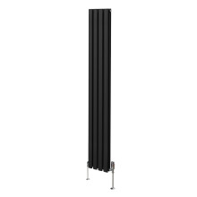 Radiador De Columna Ovalada Vertical Negro 180cm x 24cm & Válvulas Cromadas TRV