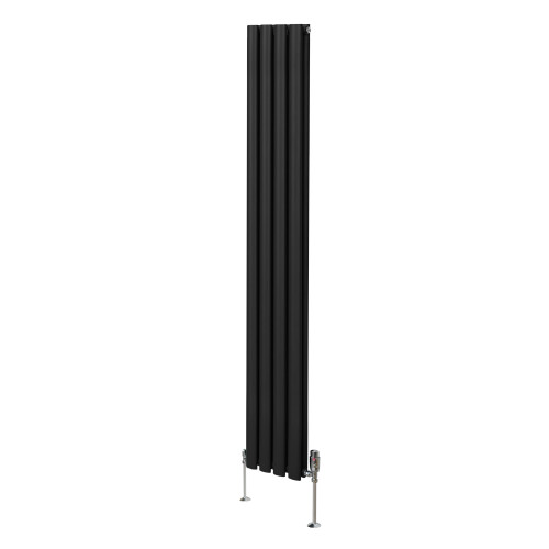Οβάλ καλοριφέρ και βαλβίδες στήλης - 1800 mm x 240 mm - μαύρο