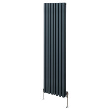 Radiador De Columna Ovalada Vertical Gris Antracita 180cm x 48cm & Válvulas Cromadas TRV