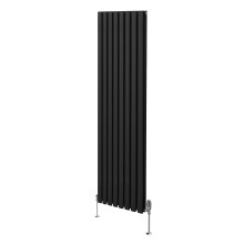 Radiador De Columna Ovalada Vertical Negro 180cm x 48cm & Válvulas Cromadas TRV