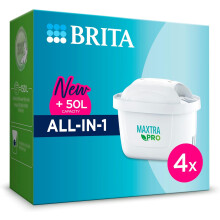 BRITA MAXTRA PRO All In One Water Filter Cartridge 4 Pack Original BRITA refill impurities chlorine pesticides and limescale with better taste White