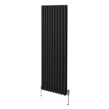 Oval Röhrenheizkörper & Chrom Thermostatventile – 1800mm x 600mm - Schwarz