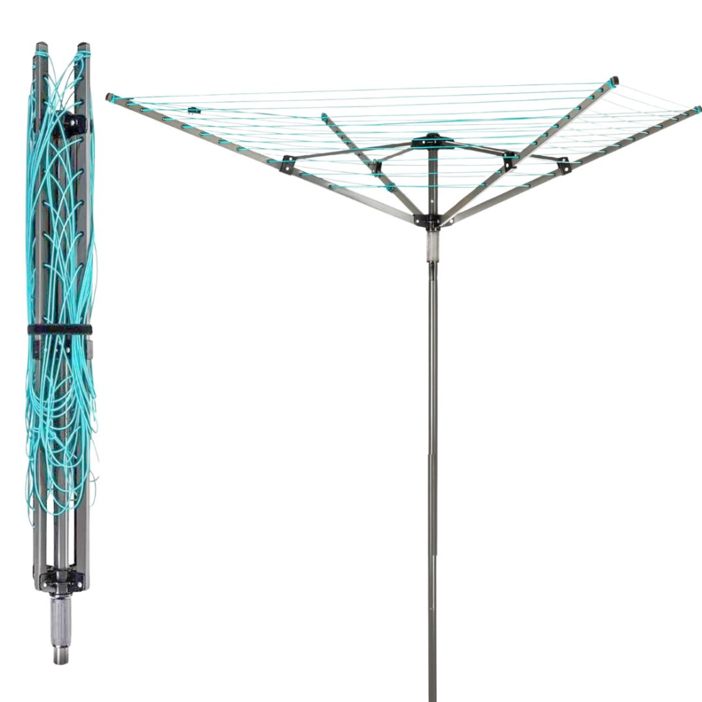 Large Rotary Airer 50m Garden Clothes Line Dryer 4 Arm Outdoor Washing Line Foldable