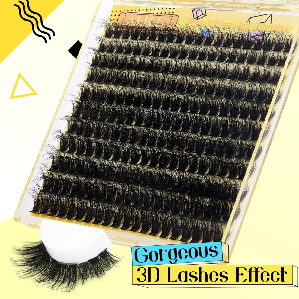 Alice Lash Clusters Kit Fluffy Volume Extension Kit 3D Wispy Natural Diy Eyelash Kit With 220Pcs Individual Lashes Lash Bond And Remover Tweezers
