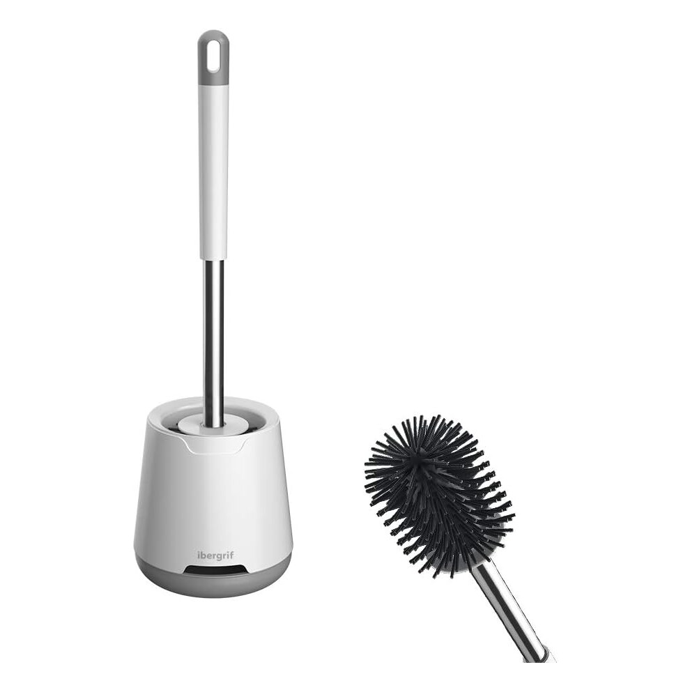 Ibergrif M34152 Silicone Toilet Brushes & Holders, Deep Cleaner, Toilet Brush With Quick Drying Holder Set For Bathroom