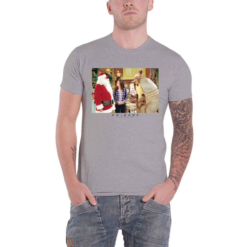 (S, Grey) Friends T Shirt Christmas Armadillo Logo new Official Mens Sports Grey