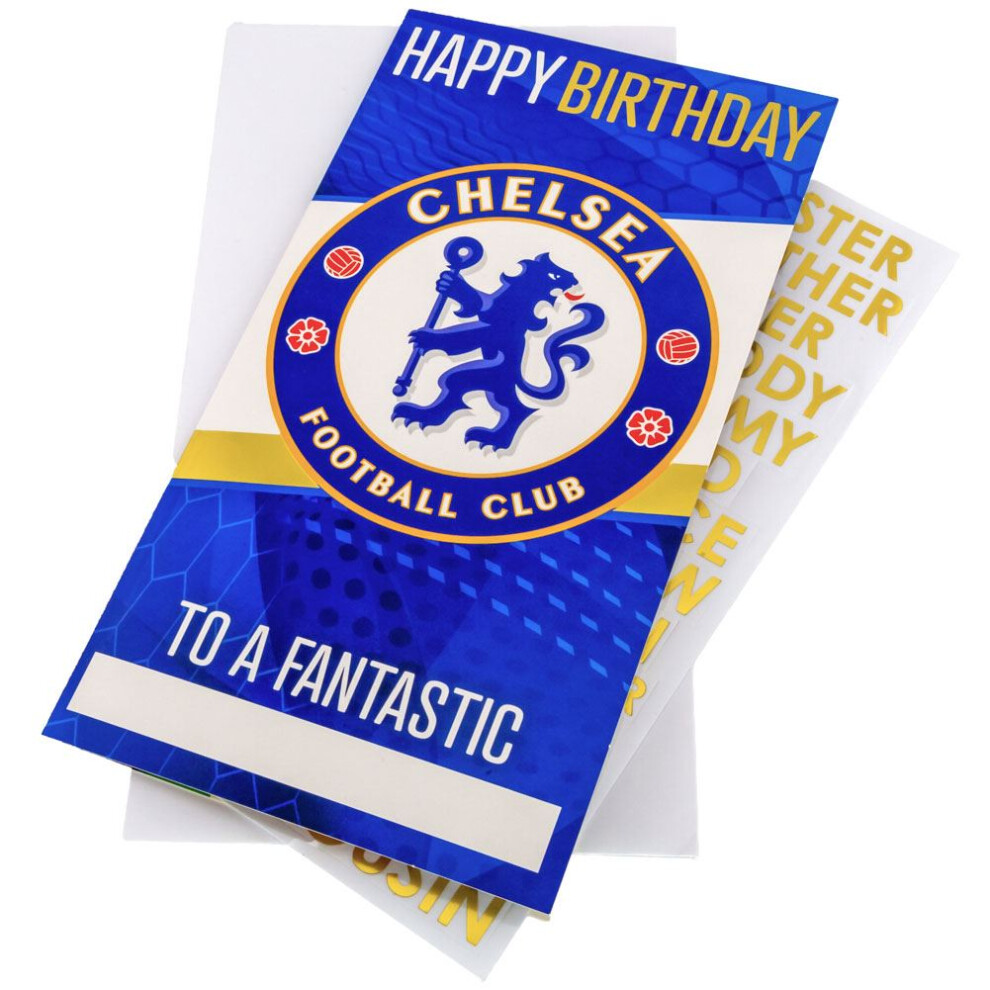 Chelsea FC Birthday Card Personalise with Relation With Included Sticker Sheet - Image 2
