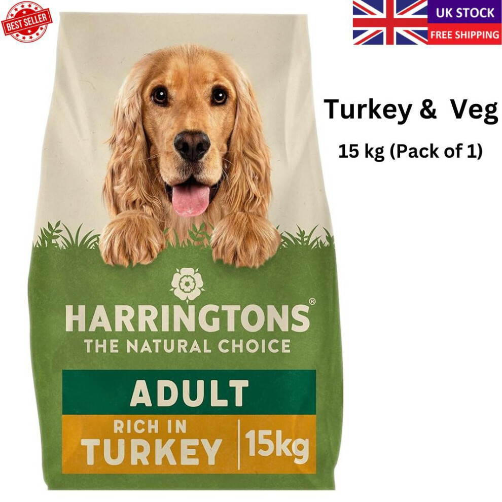 (Adult Dog Food Turkey & Veg - 15kg) Harringtons Complete Dry Dog Food