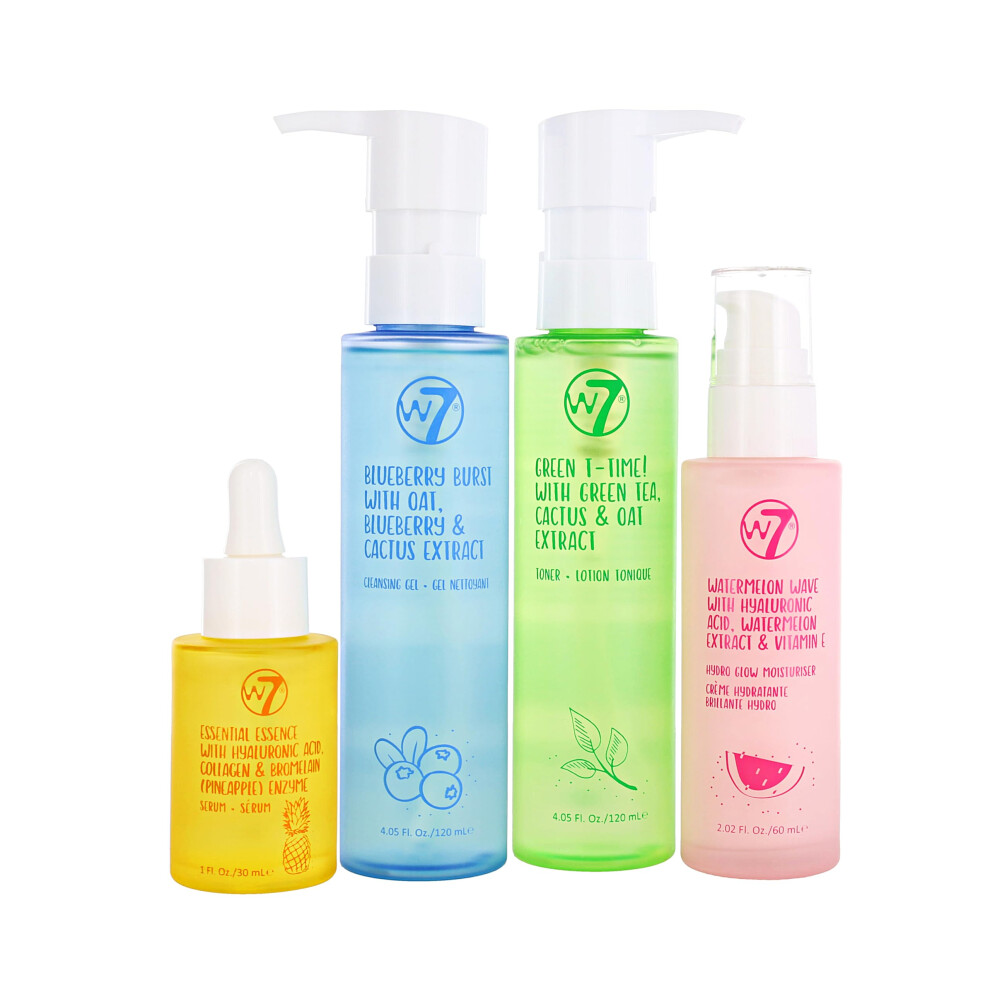 Skin Refresh Essential Full Size Natural Skin Care Kit for Beautiful Skin - 4 Step Daily Routine - Moisturiser, Cleansing Gel, Toner and Serum