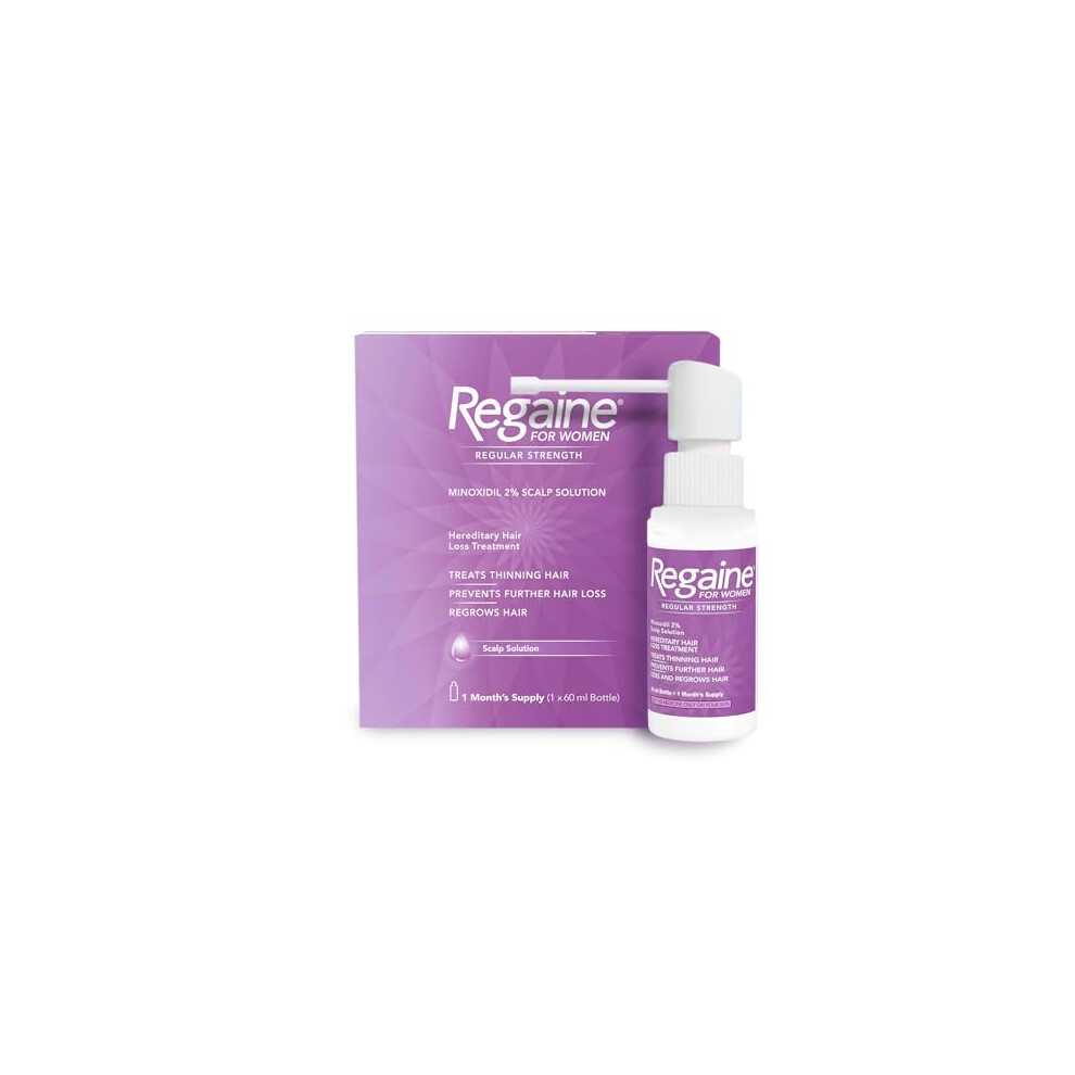 for Women Regular Strength Scalp Solution (1x 60ml bottle), Hair Regrowth Treatment for Hereditary Hair Loss, Female Hair Loss Solution with 2%
