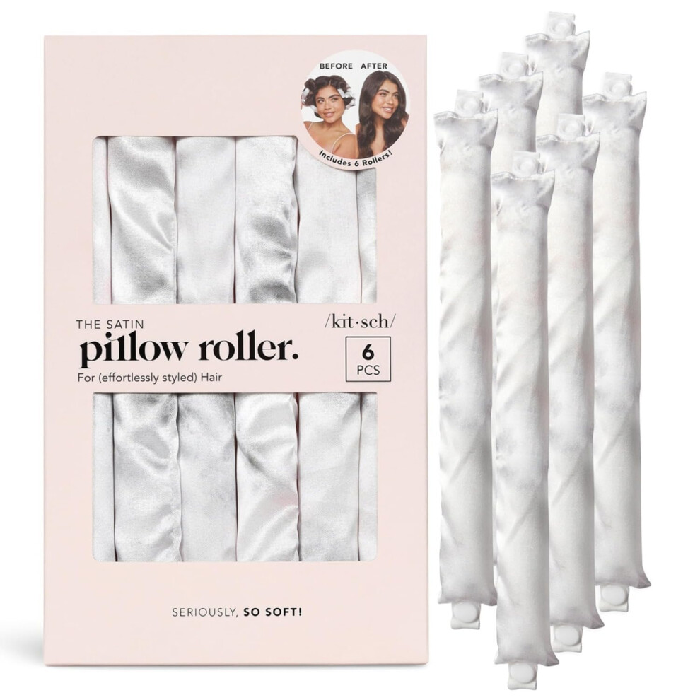 Kitsch Satin Pillow Rollers - Soft Hair Rollers To Sleep In | Heatless Soft Curlers For Voluminous Hair | Flexible Hair Curlers For All Hair Types | Flexible