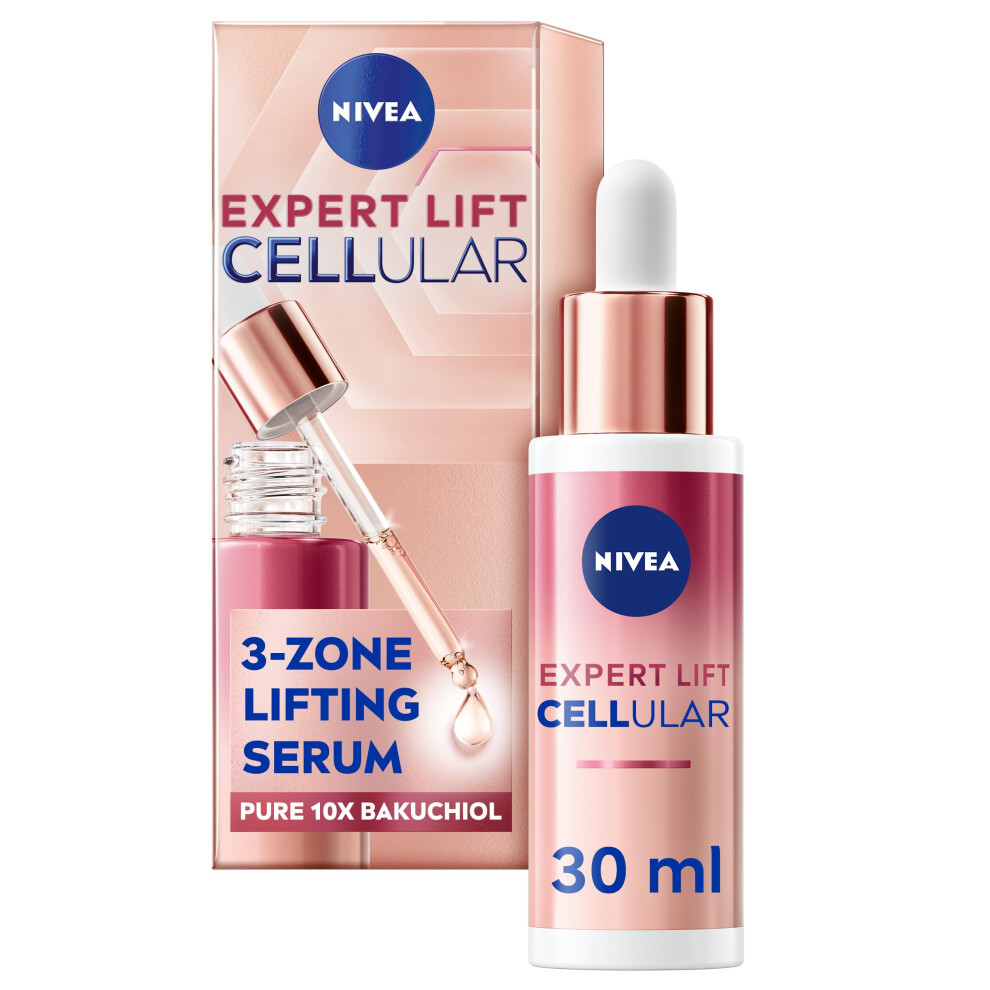 Cellular Expert Lift 3-Zone Lifting Serum (30ml), Face Serum with Pure 10x Bakuchiol, Visibly Reduces Wrinkles, Lifts Contours and Tightens Skin