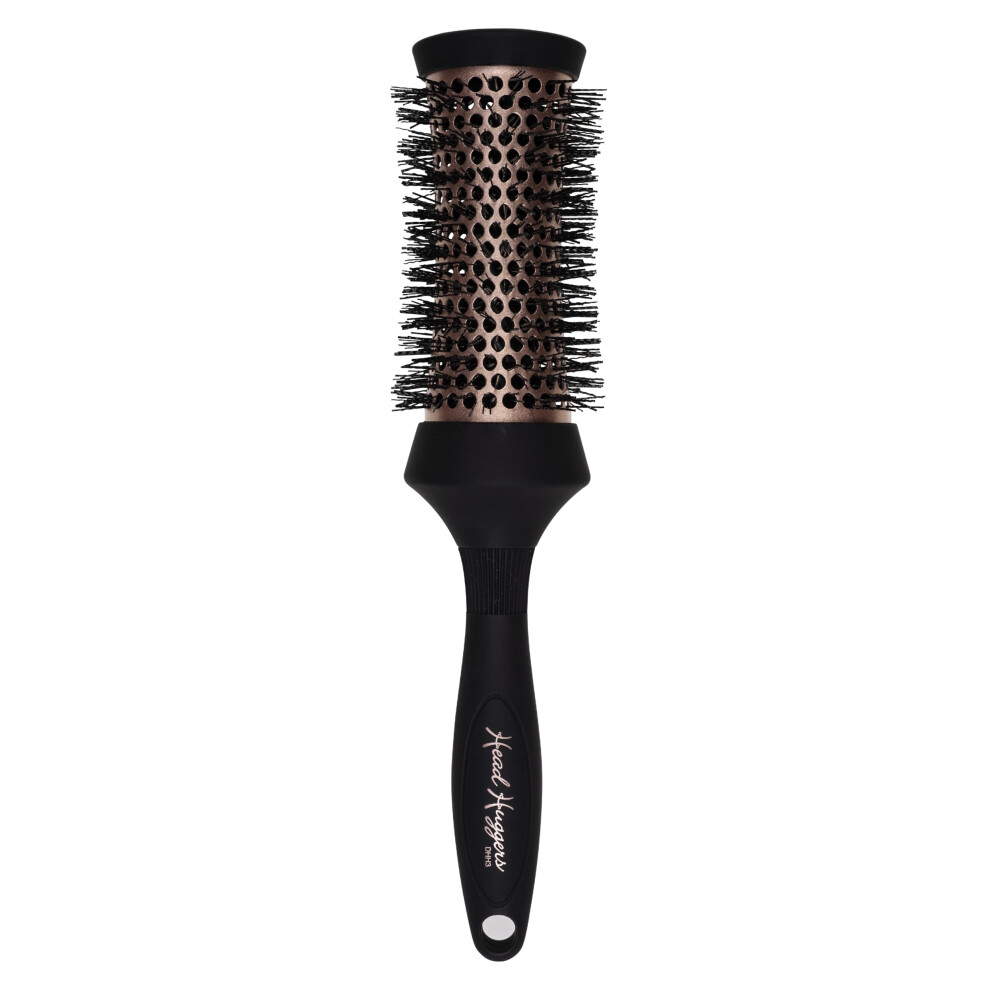 Medium Thermo Ceramic Hourglass Hot Curl Brush, Hair Curling Brush for Blow-Drying, Straightening, Defined Curls, Volume & Root-Lift - Rose Gold &