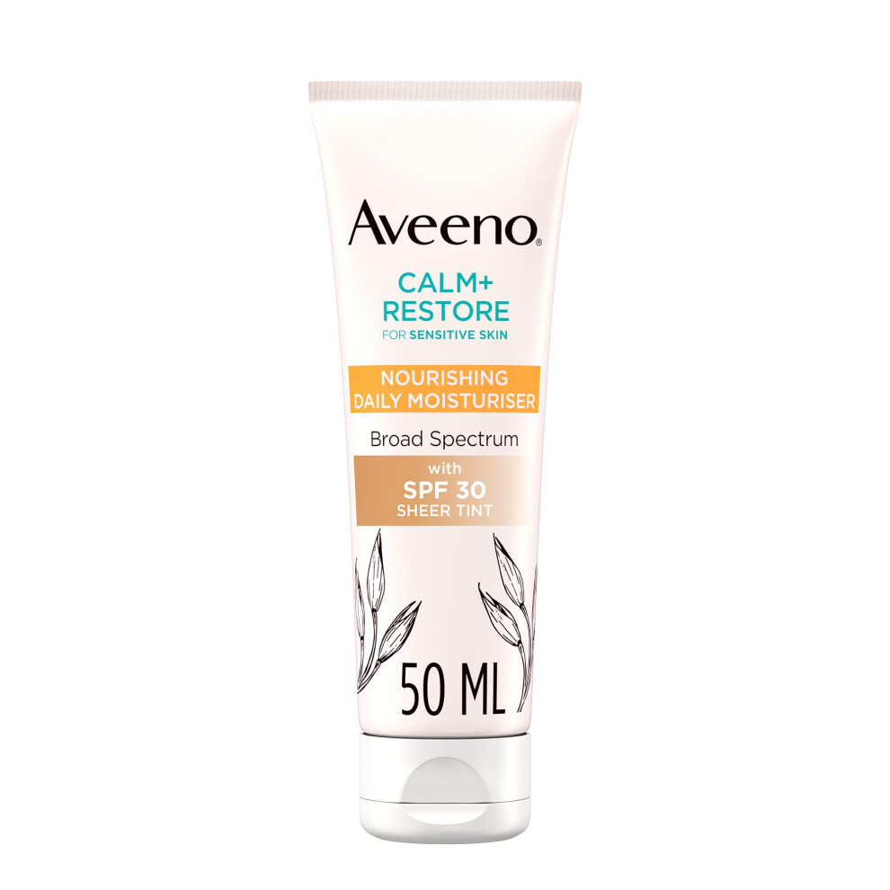 Face CALM+RESTORE Nourishing Daily Moisturiser with SPF30, Broad Spectrum, For Sensitive Skin, With Soothing Oat & 100% Mineral UV Filters, Fragrance