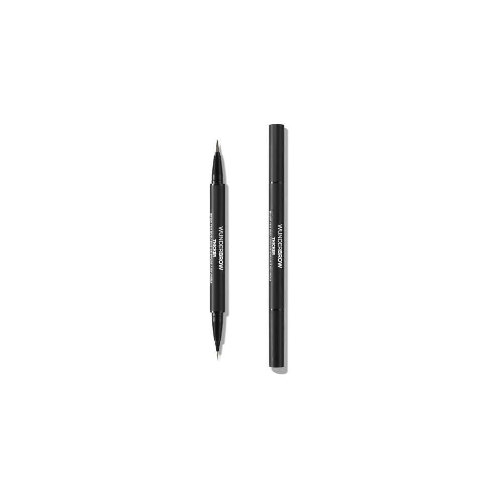 Wunderbrow Black/Brown Thicker Brow Pen Duo, Dual Ended Pen, Vegan & Cruelty Free ()