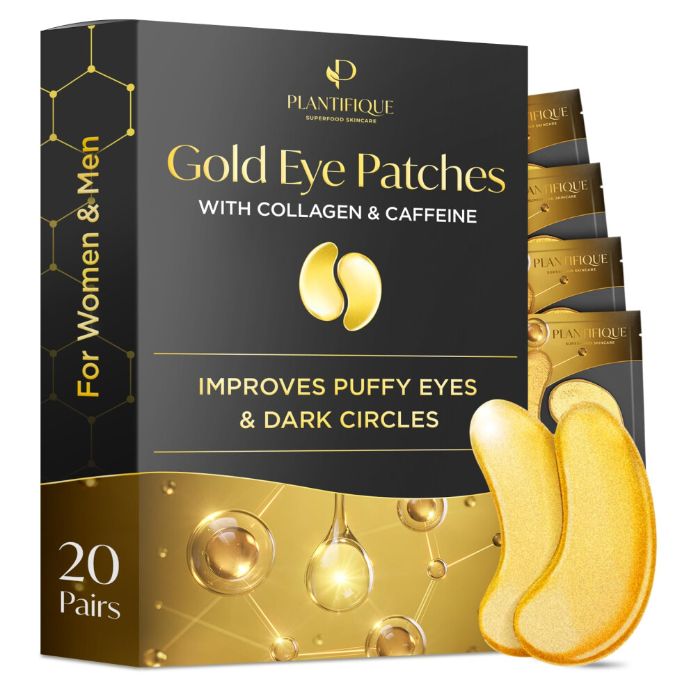 Plantifique Under Eye Masks Anti Wrinkle 20 Pairs Under Eye Patches Gold Eye Masks Skincare For Dark Circles And Puffiness Puffy Eyes Under Eye Mask Skincare Gel