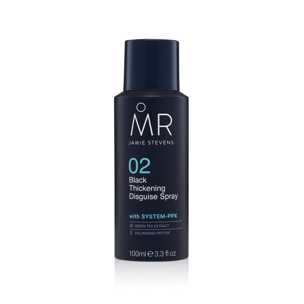 MR Black Thickening Disguise Spray for Men, Conceals Bald Patches and Thinning Hair + Protect Appearance of Thicker Hair with System PPX & Green Tea