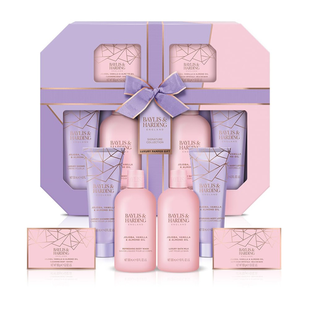 Baylis & Harding Jojoba, Vanilla & Almond Oil Ultimate Bathing Gift Set Â Vegan Friendly, 4-Piece Bath & Body Collection
