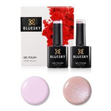 Gel Nail Polish Set, 9th Anniversary Set 10, 2 x 10ml, 80593 Fragrant Freesia, 80504 Romantique, Pink Glitter (Requires Curing Under UV LED Lamp)