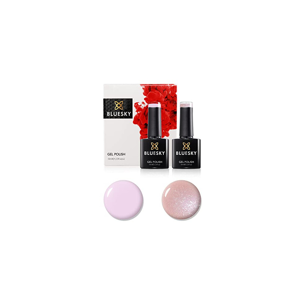 Bluesky Pink Gel Nail Polish Set, 9Th Anniversary Set 10, 2 X 10Ml, 80593 Fragrant Freesia, 80504 Romantique, Glitter (Requires Curing Under Uv Led Lamp)