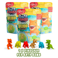 3 x Large Dino Surprise Bath Bombs, 6 Surprise Dinosaur Toys to Collect in Total, One Per Bath Bomb, Bubble Bath Toy Fizzies for Xmas, Stocking