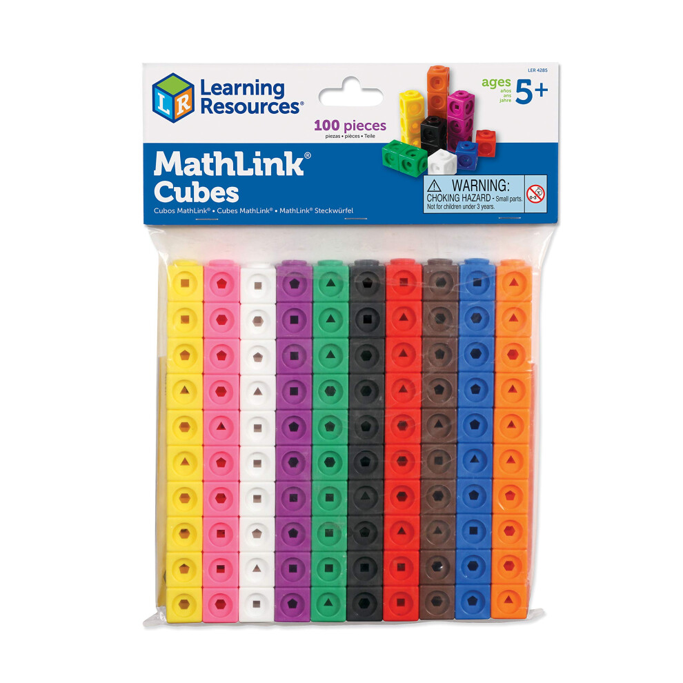 Learning Resources Mathlink Cubes (Set Of 100) Linking/ Counting Block Set, Early Math Skills, For School & Home Maths Learning Ages 5+