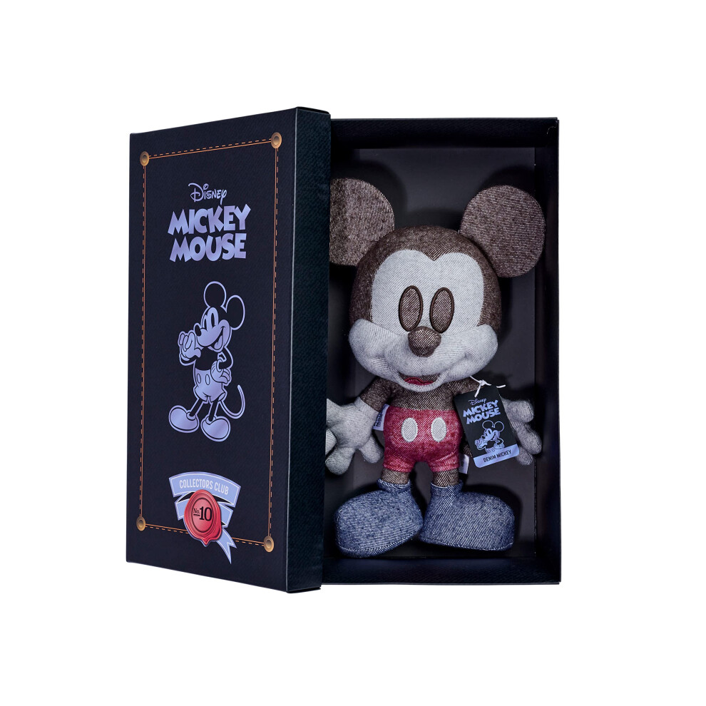 6315870309 Disney Denim Mickey Mouse - October Edition, Amazon Exclusive, 35 cm Plush Figure in Gift Box, Special, Limited Edition Collectible, Soft