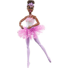 Bambola Ballerina Barbie Dreamtopia con Capelli Castani e Luce, Tutu Viola e Cerchietto Rimovibile