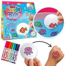Doodle N Dip from Zimpli Kids, Draw and Float Your Pictures and Add Them as Temporary Tattoos, 8 x Magic Markers & Picture Paddle, Magical Water