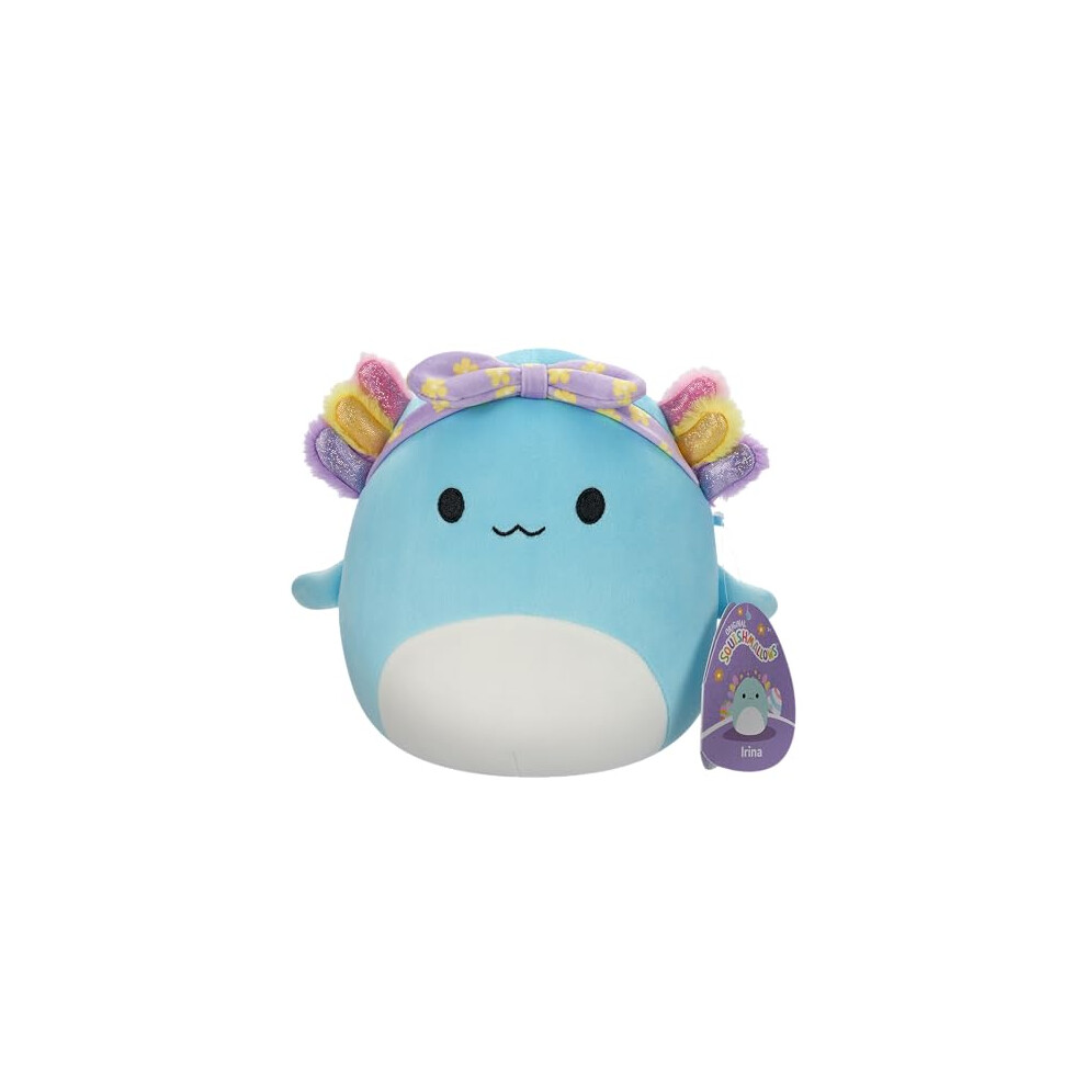 Squishmallows Original 7.5-Inch - Easter - Irina The Teal Axolotl With Rainbow Gills And Headband Purple