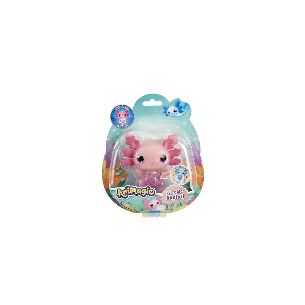 Animagic: Lets Glo Axolotl - Pink | Your Glowing, Floating, Squishy Best Friend | Drop In Water To Watch Them Glow! | Interactive Electronic Pet | For