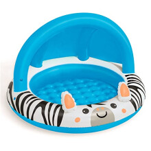 Shaded Baby Pool | Safari Fun Inflatable Play Centre, UV Sunshade, Inflatable Floor, Zebra Design, Ages 2+