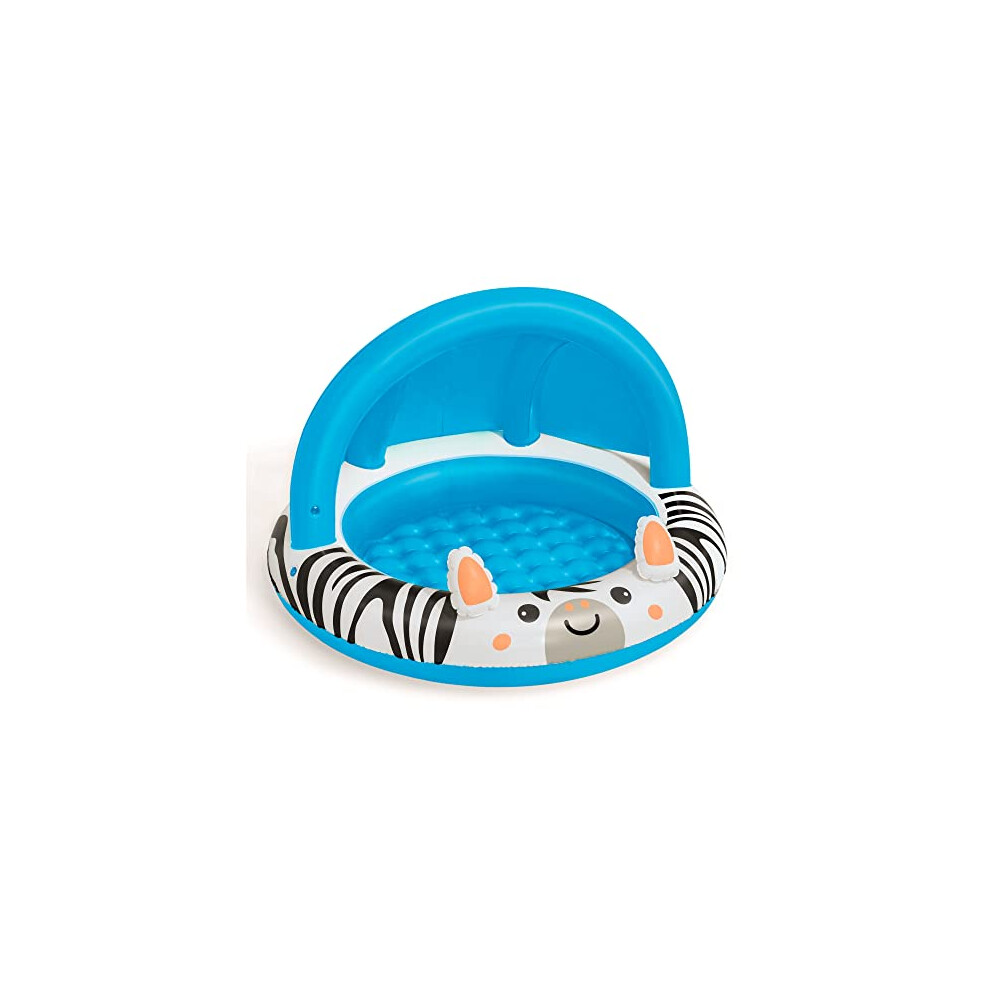 Shaded Baby Pool | Safari Fun Inflatable Play Centre, UV Sunshade, Inflatable Floor, Zebra Design, Ages 2+