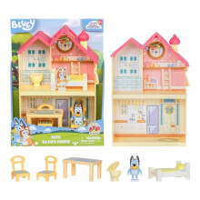 Mini Bluey Home Playset Compact House Playset With Carry Handle Three Different Rooms Kitchen, Bedroom and Bathroom Includes Bluey Figure With 5 Play