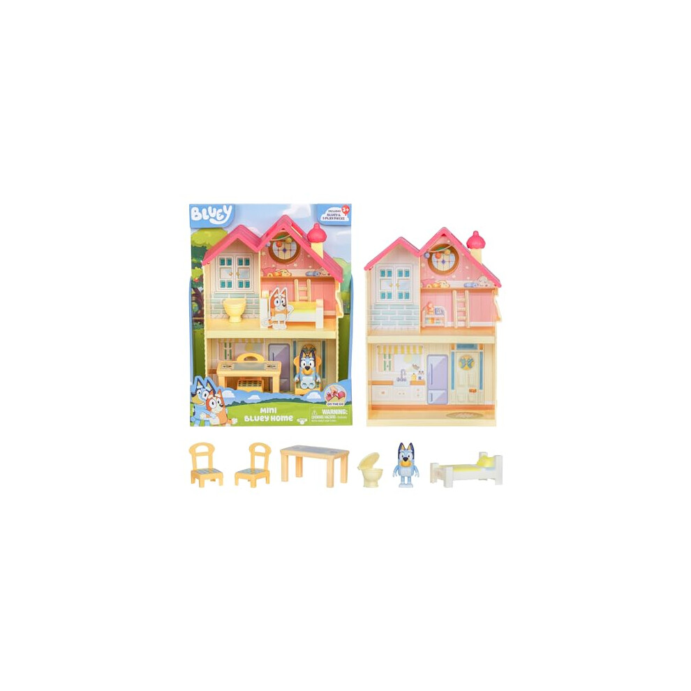 Bluey Set Di Gioco Piccola Casa Di Casa Compatto Con Maniglia Di Trasporto. Tre Pezzi. Cucina, Camera Da Letto E Bagno. Incluso: Figura Di E 5 Elementi Di Gioco-image