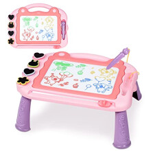 Magnetic Drawing Board, 3023cm 4 Colors Doodle Scribble Board Erasable Sketch Writing Pad with 4 Stamps & Removable Legs Educational Toy for 2 3 4 5