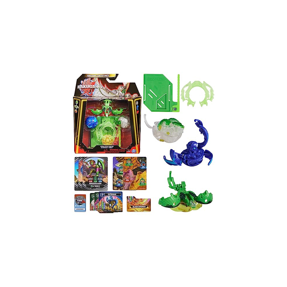 Starter 3-Pack, Special Attack Ventri, Octogan and Trox, Customizable Spinning Action Figures and Trading Cards, Kids Toys for Boys and Girls 6 and up