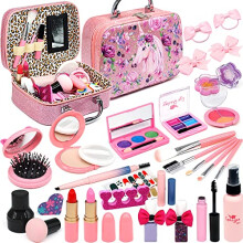 Washable Makeup Kit Girls Toy - Kids for Girls, Non Toxic Make Up Set, Little Toddler Children Princess, Christmas Birthday Gifts 4 5 6 7 8 9 10 Year