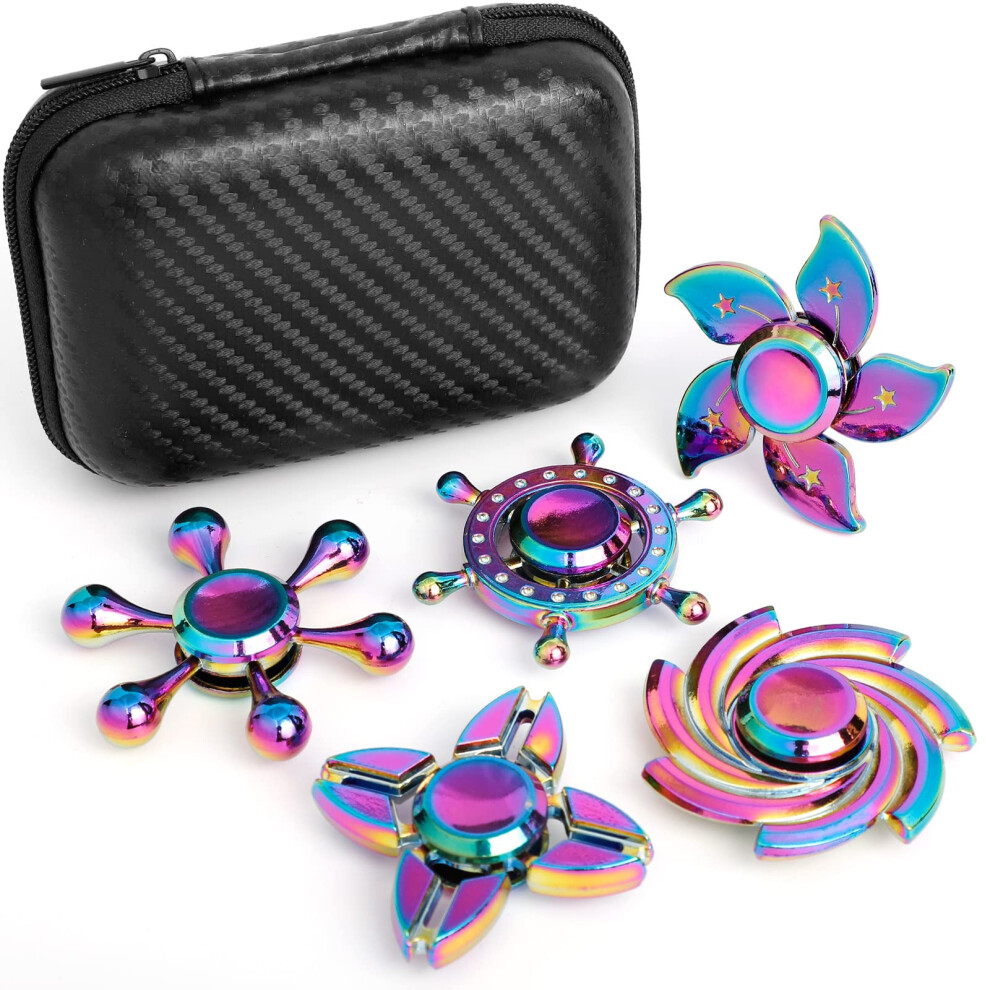 Lncojolm Rainbow Fidget Spinners Pack, Handheld Fingertip Gyro, Fidget Sensory Desk Toy Gadget For Office Classroom, Stress Relief Anti Anxiety Toy For Kid