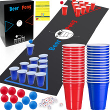 82PCS Beer Pong Set,Adult Drinking Game Cup Kit Bar Pub Party Supplies, Pre-Drinks, Hen Party, Student Night, Drinking Games Set with Rule Booklet Red